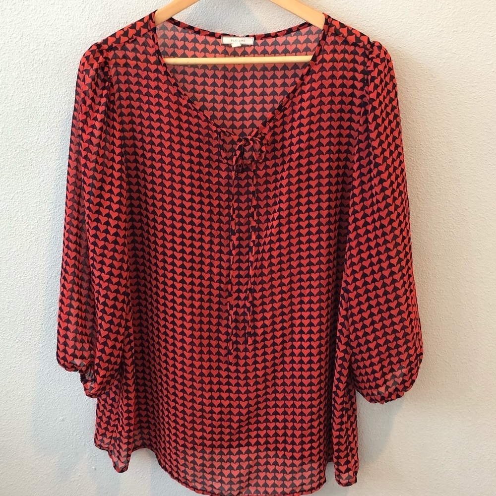 Sheer tie front blouse